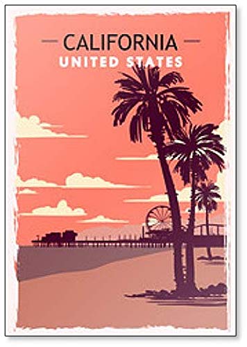 California Retro Illustration Aimant de réfrigérateur