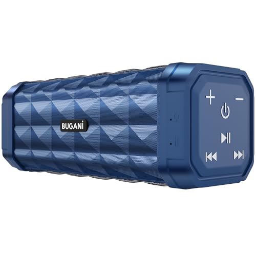 BUGANI Bluetooth Speaker, Portable Wireless Speaker, Bluetooth 5.4,100ft Wireless Range, Louder Volume, Stereo Sound, Deep Bass 24H Playtime, IPX5, Built-in Mic, Wireless Speaker for Home, Outdoor