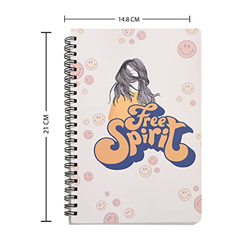 Image of Papboo A5 Handy,Free Spirit, Easy to Carry Spiral Wiro Notebook : 100 GSM Natural Shade Paper, Dot Grid, 120 Pages, Journal, Diary, Gift