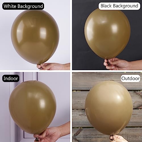 Image of PartyWoo Brown Balloons 100pcs 12 Inch Boho Neutral Coffee Tan Fall Latex Helium Balloons for Wedding Baby Shower Gender Reveal Graduation Safari Woodland Birthday Fall Party Decorations Brown-F09