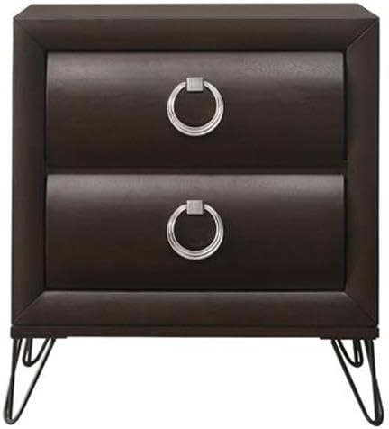 Miniatura 3 de Acme Mesita de noche de madera con 2 cajones Tablita en Merlot Oscuro