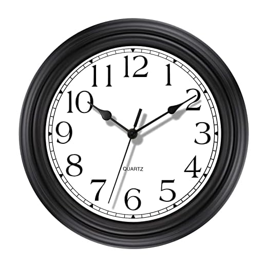 Foxtop Silent Non-Ticking Round Classic Clock Retro Quartz Decorative Battery Operated Wall Clock for Living Room Kitchen Home Office (12inch, Black)