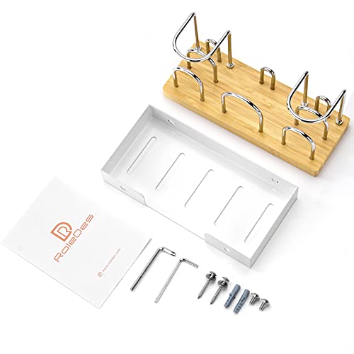 Roledes Bamboo Toothbrush Holders Wall Mounted For Bathrooms, Electric Toothbrush And Toothpaste Holder, Wall Organizer Over Counter For Cups, Hairbrushs, Razor, Facial Cleanser (3 Slots) #TOP6