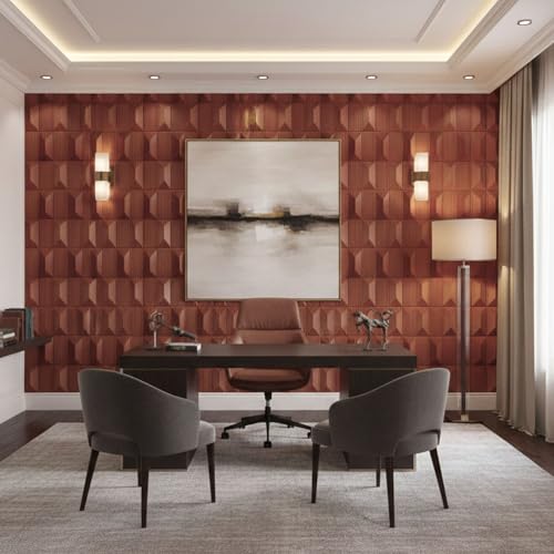 Image of Kayra Decor 3D PVC Wall Panels for Bedroom & Living Room | Artisian Design | Blackwood Color| 19.7 x 19.7 Inch | Pack of 12 | 32.28 Sq Ft