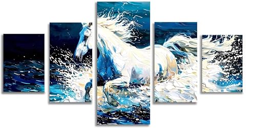 Broderie Diamant Cheval pour Décoration Salon | Kit Complet 5D Mefooge Adulte 150x75cm