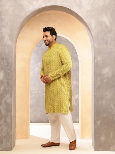 Image of SOJANYA Plus (Since 1958) Men's Cotton Ethnic Motifs Embroidered Long Kurta