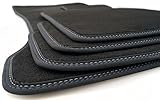 Premium Fußmatten 5er E60 E61 M5 Original Qualität Velours Nubuk Doppelnaht - weiß blau