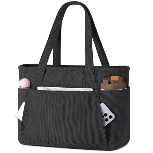 oscaurt Cord Handtasche Shopper Tasche Damen Arbeitstasche Groß Laptoptasche mit 15.6 Zoll Laptopfach Cordtasche Umhängetasche Schultertasche Damen Strandtasche für Büro Pendeln Reisen Gym