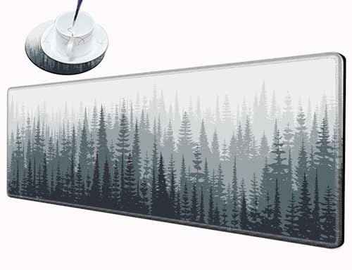 Image of 36x12 Mousepad Misty Forest Desk Mat Gaming XXL Desk Pad Large Mouse Pad Long Mouse Mat Extended Computer Mat for Wireless Mouse Non Slip Work Women
