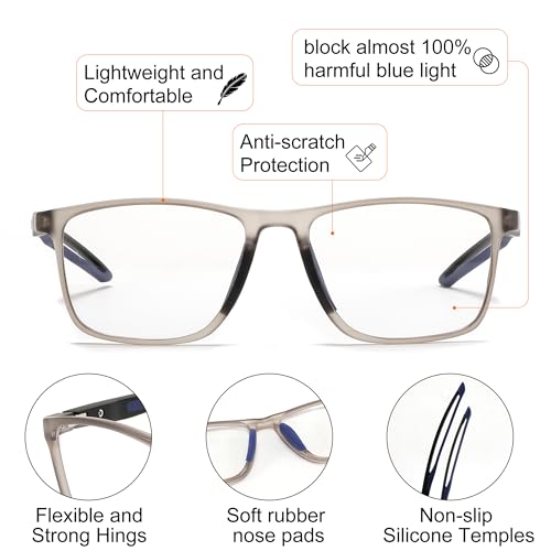 Image of FEISEDY Blue Light Glasses for Women Men TR90 Sports Ultra-Light Glasses Anti Glare UV Protection B0109