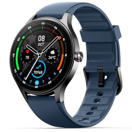 Image of Woneligo Smart Watch for Men,1.57inch AMOLED Touchscreen Fitness Watch for iPhone & Android,Heart Rate /Sp02 /Sleep Monitor,110+ Sport Modes IP68 Waterproof Bluetooth Calls,2 Bands (Blue, 1.57)