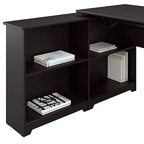 Bush Furniture Cabot 52W 3 Position Sit To Stand Corner Bookshelf Desk In Espresso Oak #TOP3
