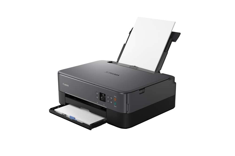 Canon PIXMA TS5350 - Stampante multifunzione a getto d'inchiostro a colori (stampa, scansione, copia, display Oled da 3,7 cm, WLAN, Print App, 4800 x 1200 Dpi), colore: Nero