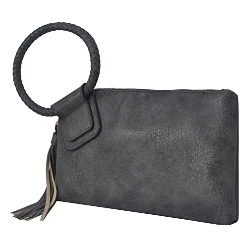 Image of NGIL Faux Leather Mini Wristlet Purse | Women's Handbag, Fashion Wristlet Wallet, Compact Everyday Purse with Fringe Tassel