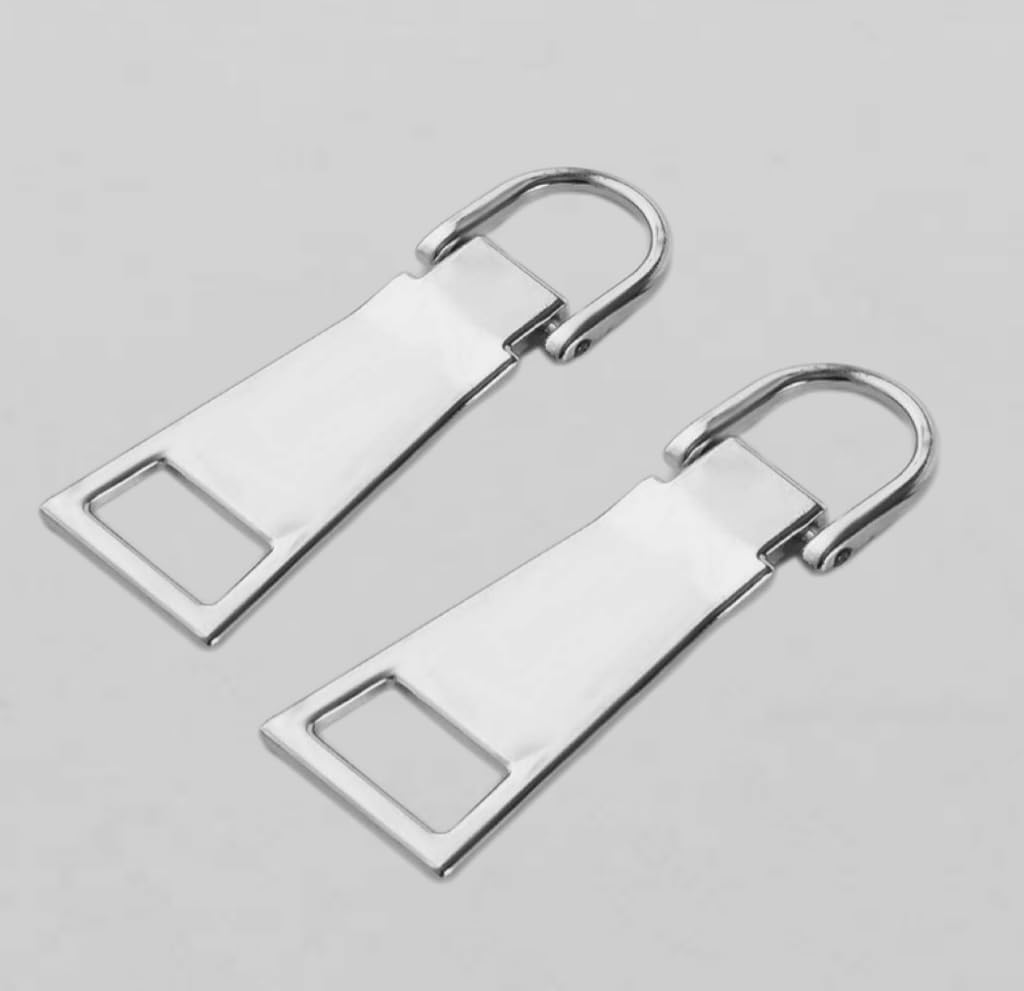 2Pcs Zipper Pull Replacement Zipper Repair,Slider Pull Tab, for Luggage Backpack Jacket Suitcase Coat Sewing Notions and Supplies (Silver)