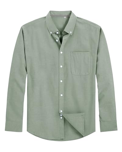 Image of J.VER Men's Oxford Shirt Solid Casual Button Down Collar Shirts Long Sleeve Dress Shirts with Pocket