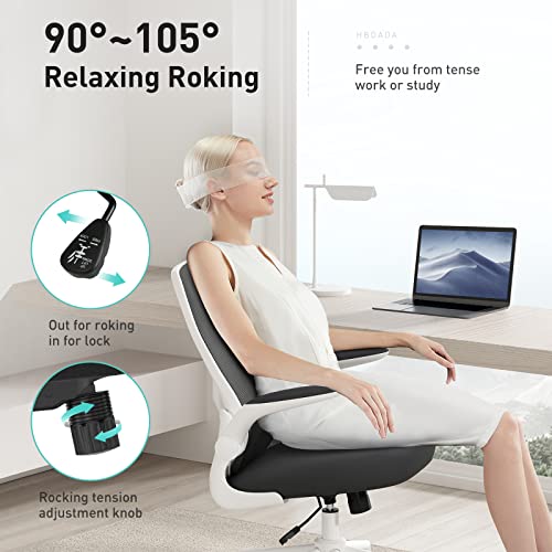 Hbada Ergonomic Office Chair Work Desk Chair Computer Breathable Mesh Chair With Adjustable Lumbar Support And Flip-Up Arms, White #TOP4