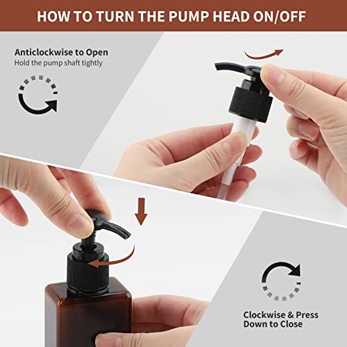 Segus Soap Dispenser, 3 Pieces 100ml Pump Bottle Dispenser with Labels, Empty Shampoo Bottles, for Bathroom Kitchen(Amber) - Image 4