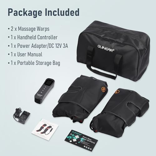 QUINEAR Leg Massager, 3-in-1 Foot Calf & Thigh Massager with Heat and Compression Therapy, Leg Massage Boots Gift for Swollen Legs, Edema, RLS Pain Relief, FSA-HSA Eligible