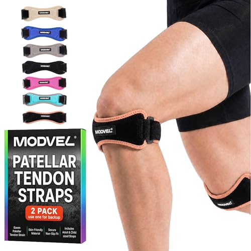 Image of Modvel Knee Strap Patella Tendon Support Brace Band, One Size, 2-Pack | Adjustable patellar tendon support strap reduces pressure on the patella; works as a knee strap, patella band and brace