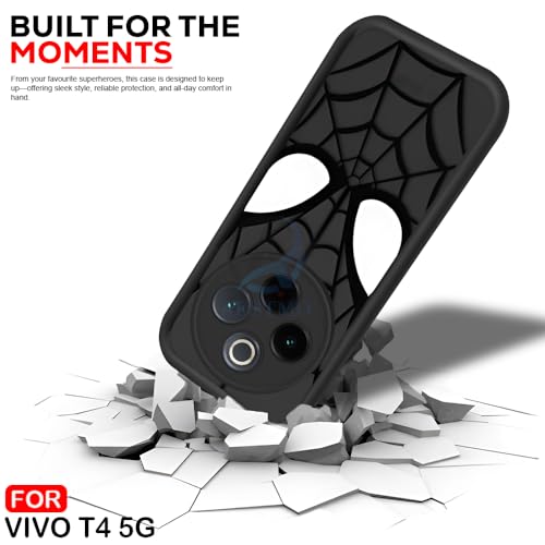 Image of AESTMO Back Case Cover for Vivo T4 5G / Z10 5G Cover | Spidey Face Mask Design | Silicone Case | Full Body Protection | Camera Protection Back Cover for Vivo T4 5G / Z10 5G (Black)