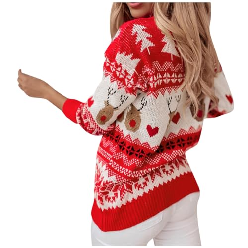 Women's Christmas Sweater Funny Christmas Tree Ugly Pullover Snowflake Long Sleeve Knitted Jumper Tops Shirt