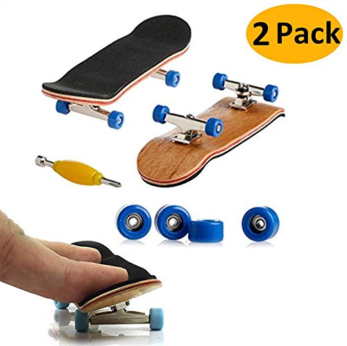 AumoToo Mini Tastiera, 2 Professional Pack di Skateboard Dito Maple Legno Fai da Te dell'Assemblea Skateboard del Giocattolo Giochi di Sport Regalo dei Capretti (Blu Scuro)