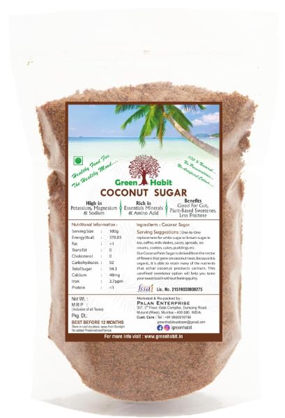 GreenHabit Coconut Sugar Natural Sweetener, Sugar Alternative | Vegan |Unrefined | Sugar for Coffee, Tea & Recipes | Non GMO (250) (B08D3TBGFC) Amazon Price History, Amazon Price Tracker