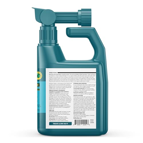 Sunday Mosquito Deleto - Mosquito Repellent & Bug Control Spray - Concentrated Lemongrass & Cedar Oils - for Mosquitoes, Fleas, & Ticks - Lasts up to 4 Weeks - Hose-On Sprayer, 32 Fl Oz
