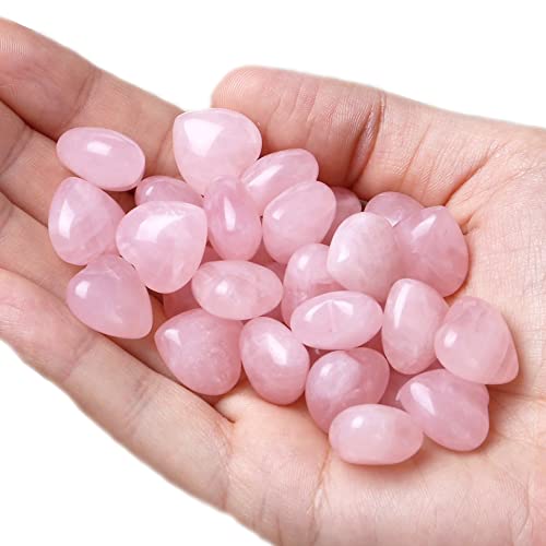 Sunligoo Natural Healing Crystal Rose Quartz Heart Love Stones Set Bulk Polished Pocket Palm Thumb Gemstones Chakra Reiki Balancing Valentines Day Gifts - 0.6 Inches, 15 Pcs #TOP4