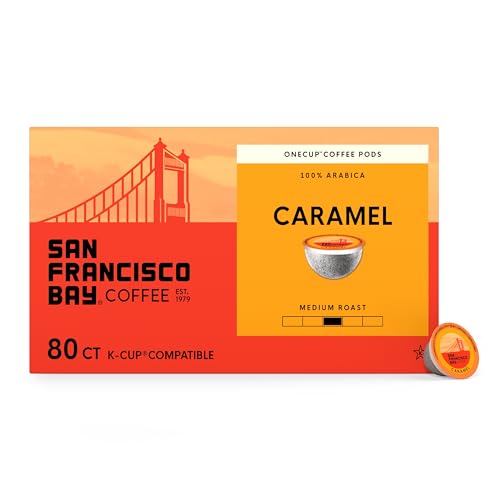 Image of San Francisco Bay K-Cup Coffee Pods, Caramel (80 ct), Medium Roast, Commercially Compostable Single-Serve Flavored Coffee Pods