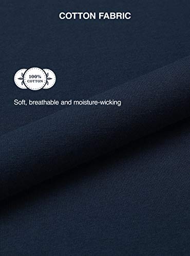 David Archy Men's 100% Cotton Long Button-Down Sleepwear Pajama Set (L, Navy Blue) #TOP4