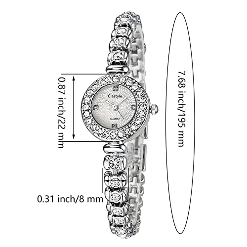 Clastyle Elegant Silver Watch For Women Girls Bling Rhinestones Bracelet Watch For Her Slim Stainless Steel Strap Wrist Watches Gift #TOP5