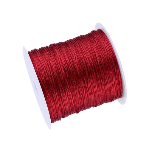 Xiuganpo Cordón de Nailon con Nudo Chino, Accesorios de Tejido Flexibles para Joyas únicas, 100 MX 0,8 Mm, Color Burdeos