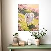 Paint by Numbers Framed Canvas for Adults, Samoyed Dog Running in Cherry Blossom Hill DIY Acrylic Painting, Modern Home Wall Art Decor Relaxing Hobby Gift 20x24inch Framed #2