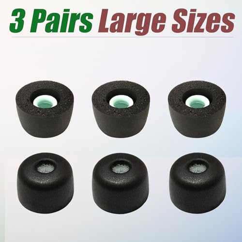 Image of Luckvan Memory Foam Tips for Sony WF-1000XM5 Earbuds Tips for WF-1000XM5 WF-1000XM4 fit in Case with Cotton Filter, 3 Pairs Black Large