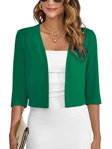 Image of Heymoments Women's Thin Shrugs 3 /4 Sleeve Lightweight Cropped Sweaters Open Front Cardigan for Dress
