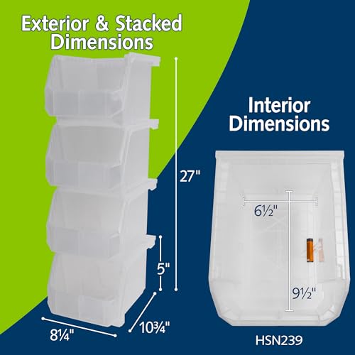 Image of ReadySpace Plastic Containers for Organizing and Storage Bins for Drawers, Desks, Office Organization, and Garage, Stackable Bins, Medium-Tall (7 inch x 11 inch x 8 inch), 4-Pack, Black