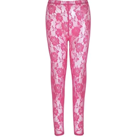 sowest 80s Pink Lace Leggings for Women Cover