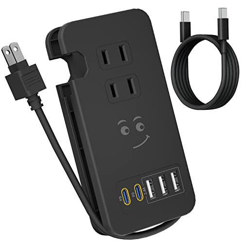 素直な虹 電源タップ usb付き タイプc 急速充電 【２つUSB-C PD急速充電ポート・3つUSBポート・3つコンセント】USB C-C充電ケーブル付き 電源ケーブル30cm PD3.0 対応 ACアダプター ​iPhone/Xperia/Samsung Galaxy/Android タブレット スマホ等のUSB機器対応