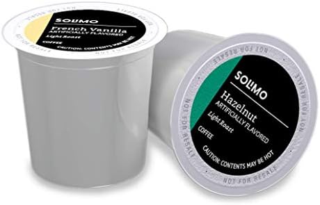Amazon Brand - Solimo Variety Pack Light Roast Coffee Pods, Hazelnut and French Vanilla Flavored, Compatible with Keurig 2.0 K-Cup Brewers, 100 Count