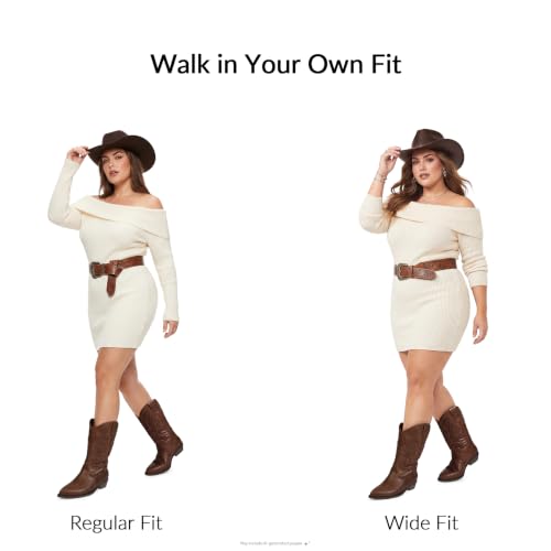 Image of mysoft Cowboy Boots for Women-Mid Calf Chunky Heel Cowgirl Boots