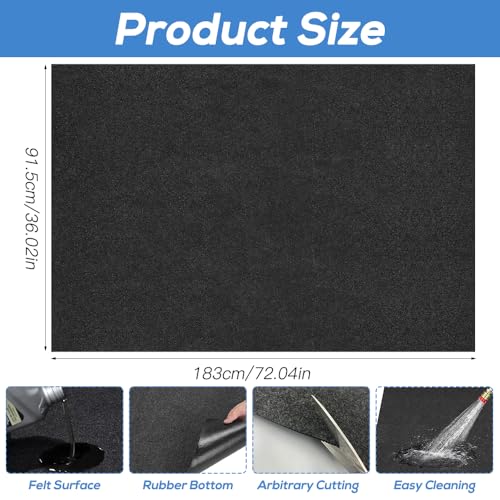 Öl Auffangmatte für Motorrad Garage, HOVCEH 91x183 cm Ölmatte, Robuste Strapazierfähige Garagenboden Matten, Multifunktionale Werkstattmatte, Ölbindematte Motorrad (Schwarz)
