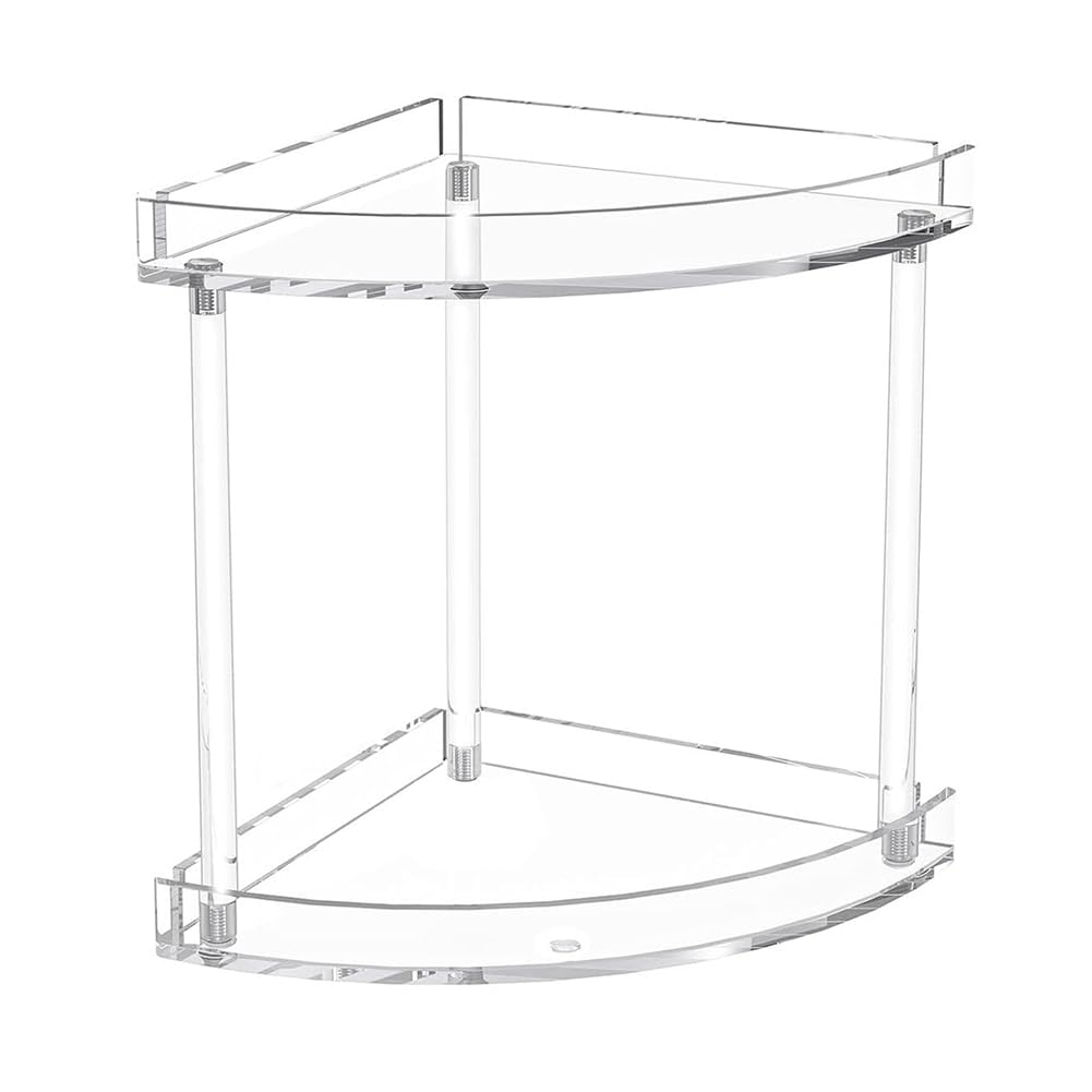 CTRLZS 2 Tier Clear Acrylic Bathroom Counter Organizer Bathroom Countertop Corner Organizer Storage Rack