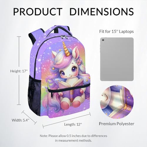 Girls Backpack, Unicorn Backpacks for Kids, 17" Toddler Bookbag for Elementary Preschool Kindergarten, Cute Rainbow School Bag2
