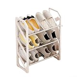 Besttoolifes Zapatero de varios niveles fácil de montar, diseño de escalera en forma de X con cuatro capas para almacenamiento de tenis y botas, material PP duradero (B)