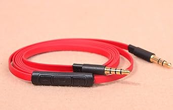 Vmota 3.5mm AUX Replacement Headphone/Headset Audio Cable with in-Line Remote, Microphone, and Universal Volume Control for Apple, Android, and More 1.25M AUX Red