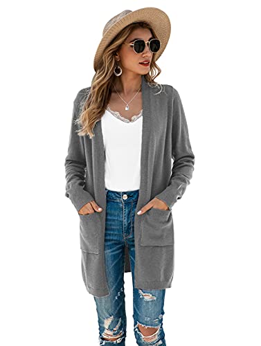 Image of TASAMO Cardigan Sweaters for Women Long Sleeve Open Front Casual Knit Fall Coat Oversized Soft Outwear with Pockets