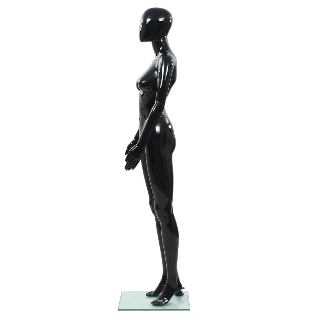 SKM Full Body Female Mannequin with Glass Base Glossy Black 175 cm (Weight-32KG)