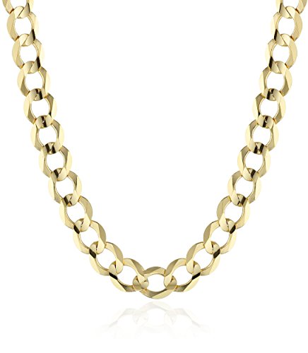 Amazon Collection Men's 14k Yellow Gold 5.9mm Cuban Chain Necklace, 22